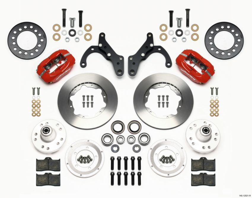 Wilwood 140-12021-R Forged Dynalite Front Kit 11.00in Red 65-68 Chevy Impala -Drum Spindle