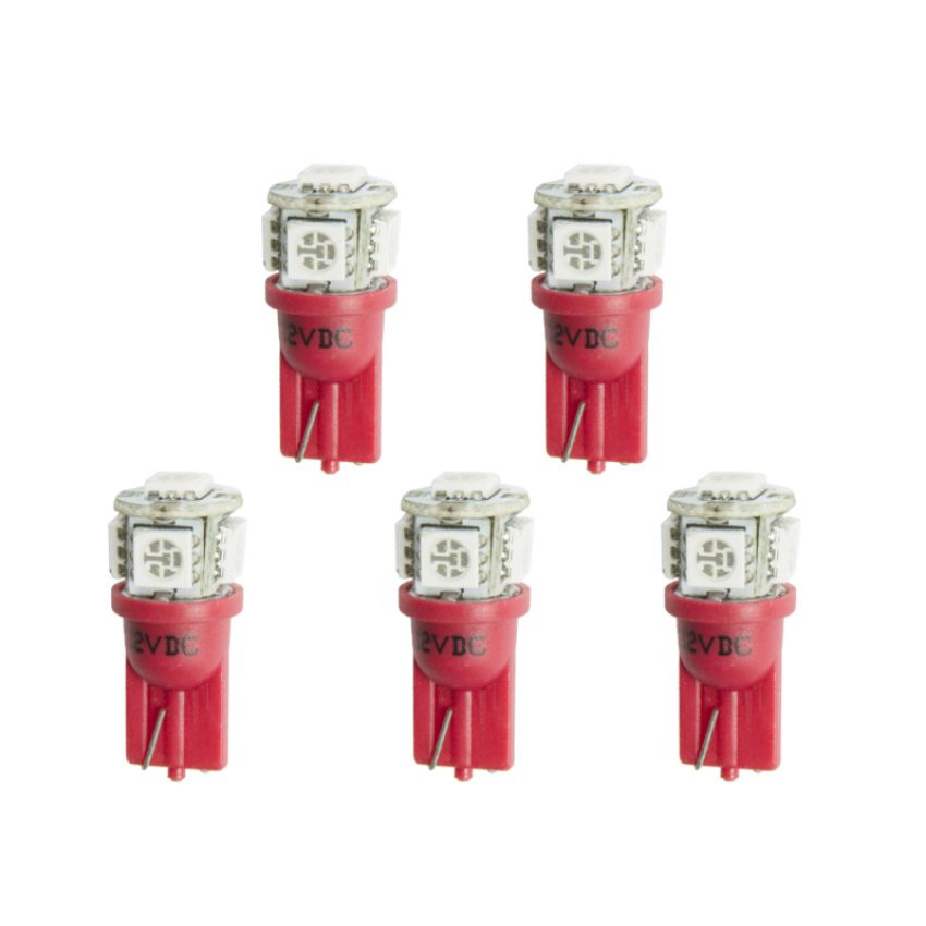 AutoMeter 3284-K LED BULB, REPLACEMENT, T3 WEDGE, RED, 5 PACK