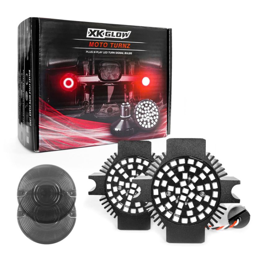 XKGLOW XK1156F-R-S XK Glow Motorcycle Rear LED Turn Signal Kit - 1156 Flat Style Smoked Lenses
