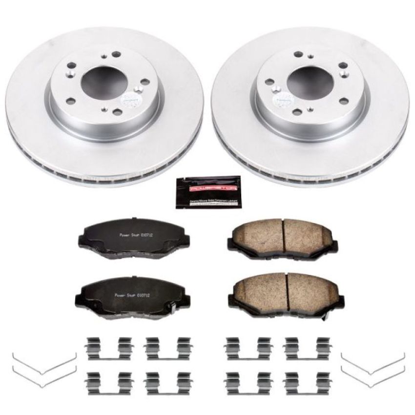 PowerStop CRK6490 Genuine Geomet Coated Rotor and Low-Dust Ceramic Brake Pad Kit