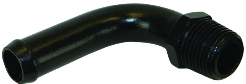 Moroso 65131 Streamline Air/Oil Separator Fitting - 3/8in to 1/2in Hose - 90 Degree - Black - Single