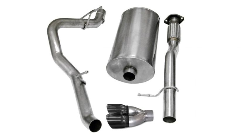 Corsa Performance 14246BLK 3.0in. Cat-Back Single Side Exit with Twin 4.0in. Black PVD Pro-Series Tips