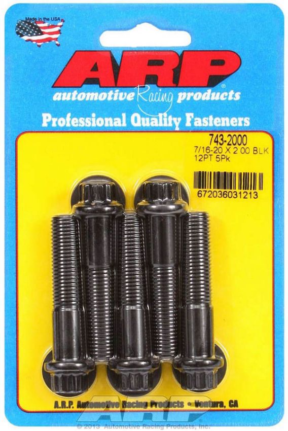 ARP 743-2000 7/16in - 20 x 2.00in 12pt Black Oxide Bolts (5/pkg)