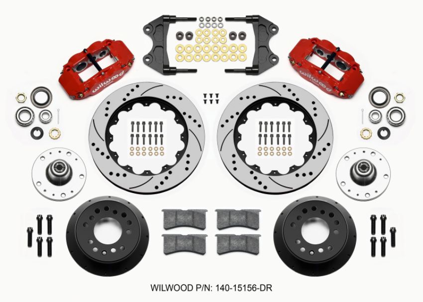 Wilwood 140-15156-DR Narrow Superlite 6R Front Hub Kit 14.00in Drill Red WWE ProSpindle (5x4.75in 5x5.00in Hub)