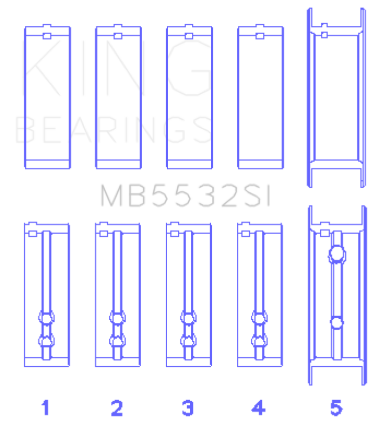King Engine Bearings MB5532SI King Chevrolet 151/153 (Size STD) Main Bearing Set