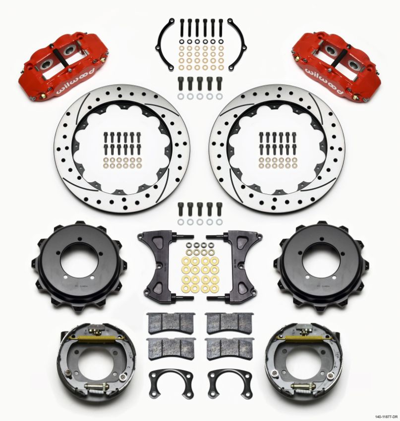 Wilwood 140-11877-DR Narrow Superlite 4R Rear Kit 12.88in Red Speedway Eng Floater w/ New Style End