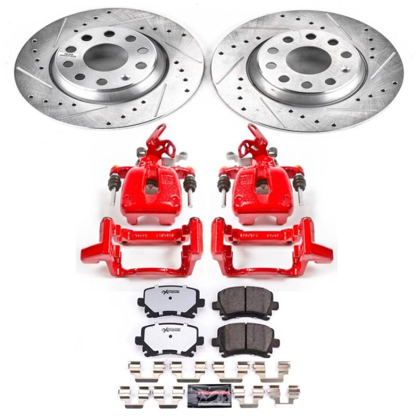 PowerStop KC2261-26 Z26 Street Performance Ceramic Brake Pad, Drilled Slotted Rotor, and Caliper Kit