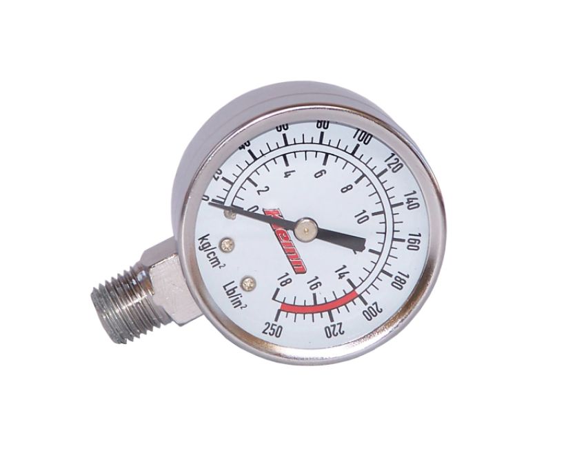 Kleinn Air Horns 1024 Kleinn Stem Mount Analog Chrome-Plated Air Gauge/ 0-250 PSI - 1/4In M NPT Inlet