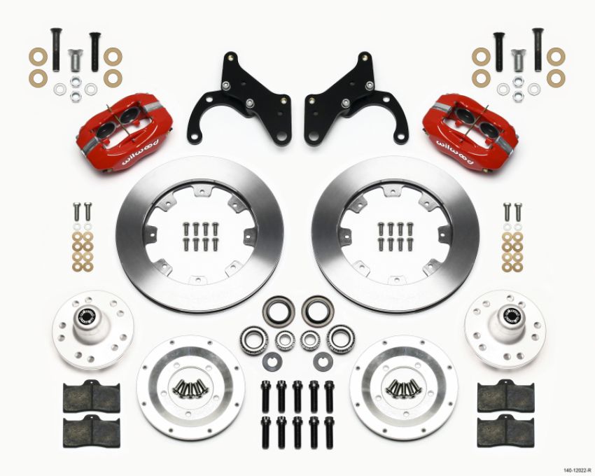 Wilwood 140-12022-R Forged Dynalite Front Kit 12.19in Red 65-68 Chevy Impala -Drum Spindle