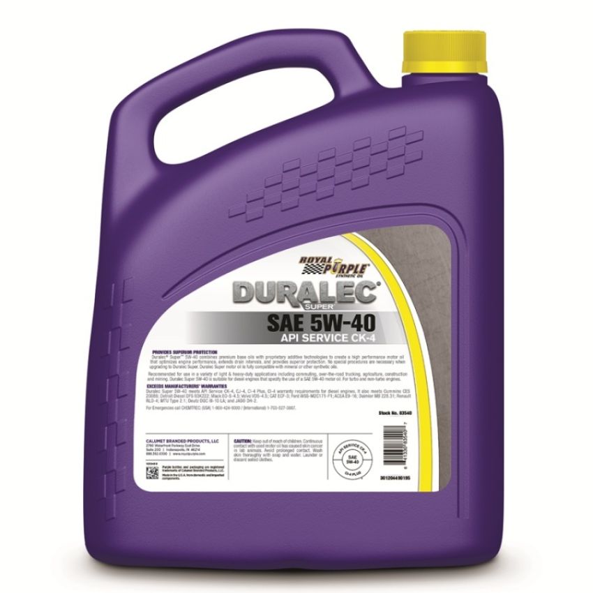 Royal Purple 80540 Duralec Super Diesel 5W-40 CK-4 Motor Oil - 1 Gallon
