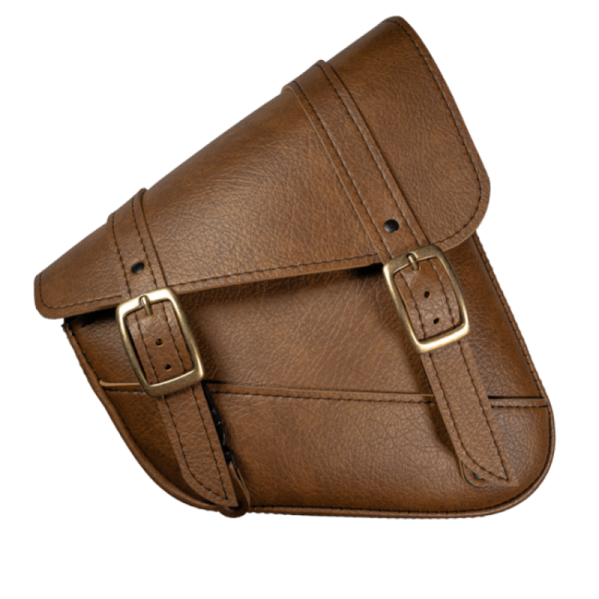 Willie & Max 59773-08 HD Sportsters, Custom Hard Tails Brass Monkey Swingarm Bag Dual Shock - Warm Brown
