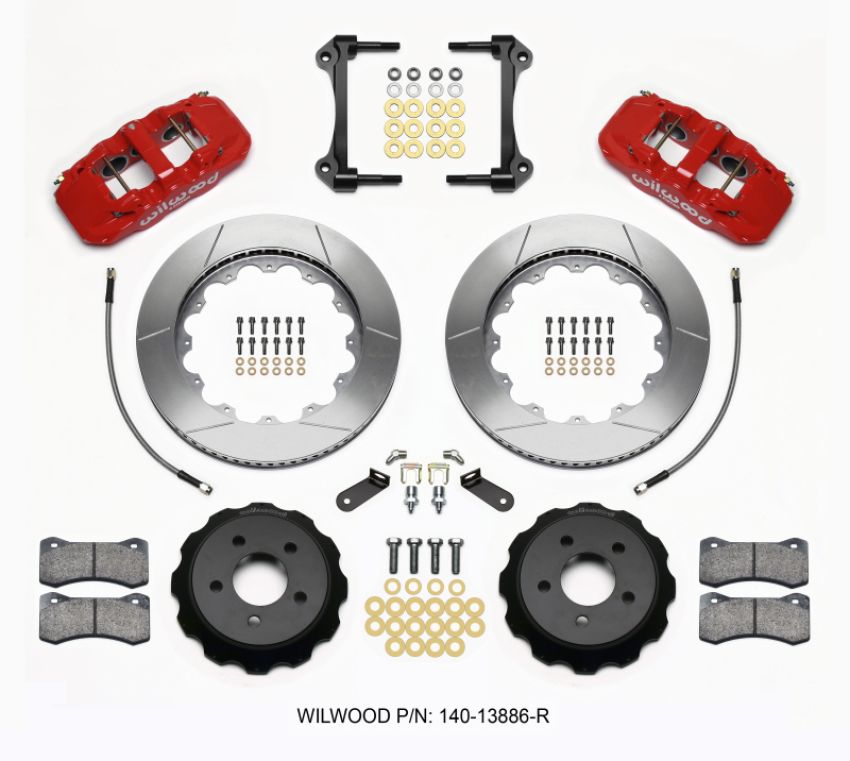 Wilwood 140-13886-R AERO6 Front Hat Kit 14.00 Red 2015-Up Mustang w/Lines