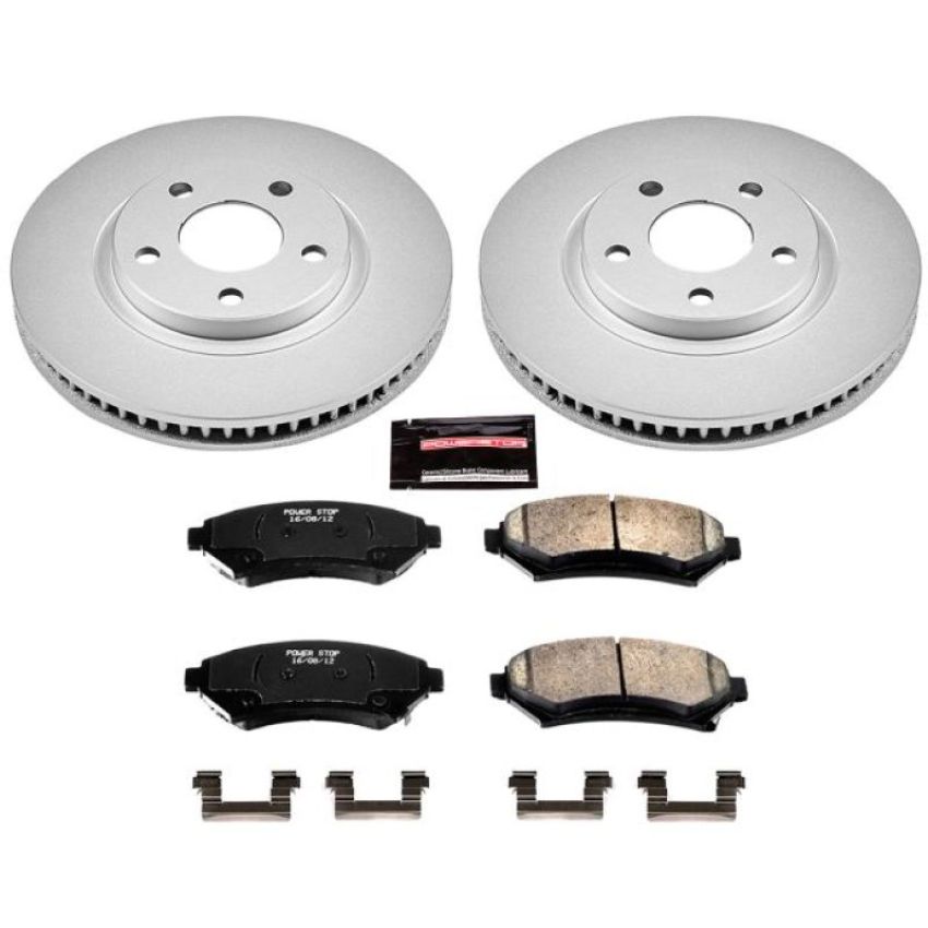 PowerStop CRK1542 Genuine Geomet Coated Rotor and Low-Dust Ceramic Brake Pad Kit