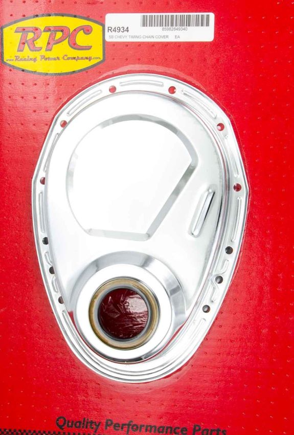 RACING POWER CO-PACKAGED RPCR4934 SBC Steel Timing Chain Cover Chrome