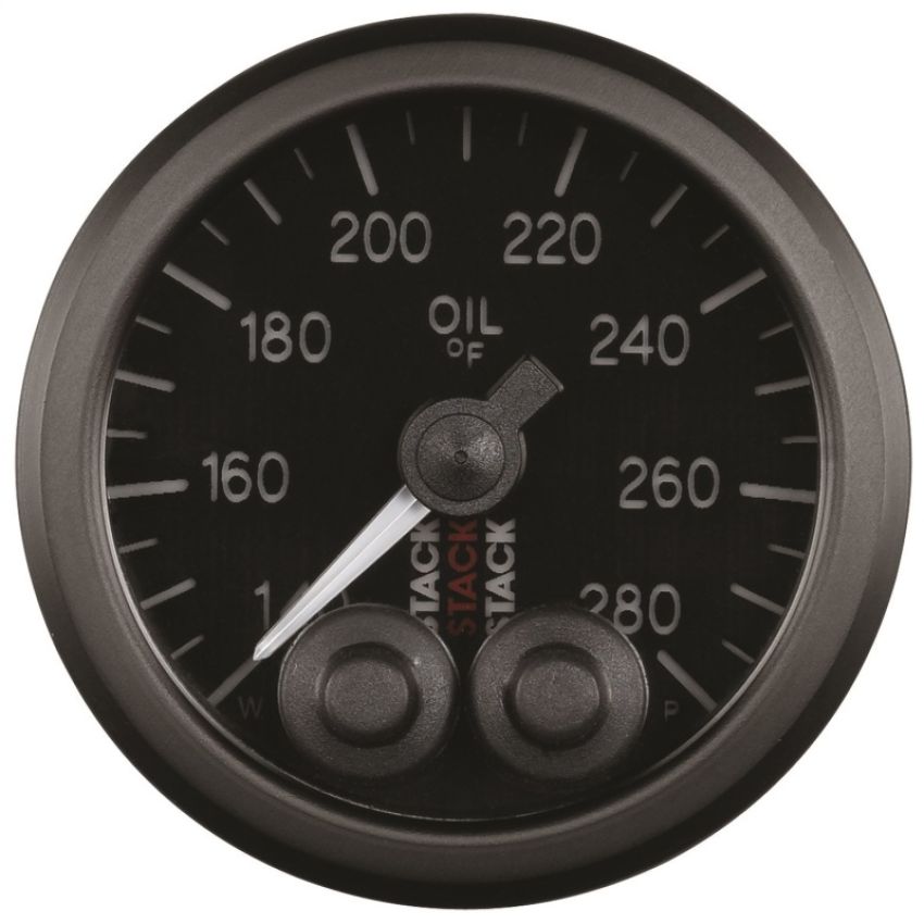 AutoMeter ST3510 Stack Instruments 52mm 140-280 Deg F 1/8in NPTF Male Pro Control Oil Temp Gauge - Black