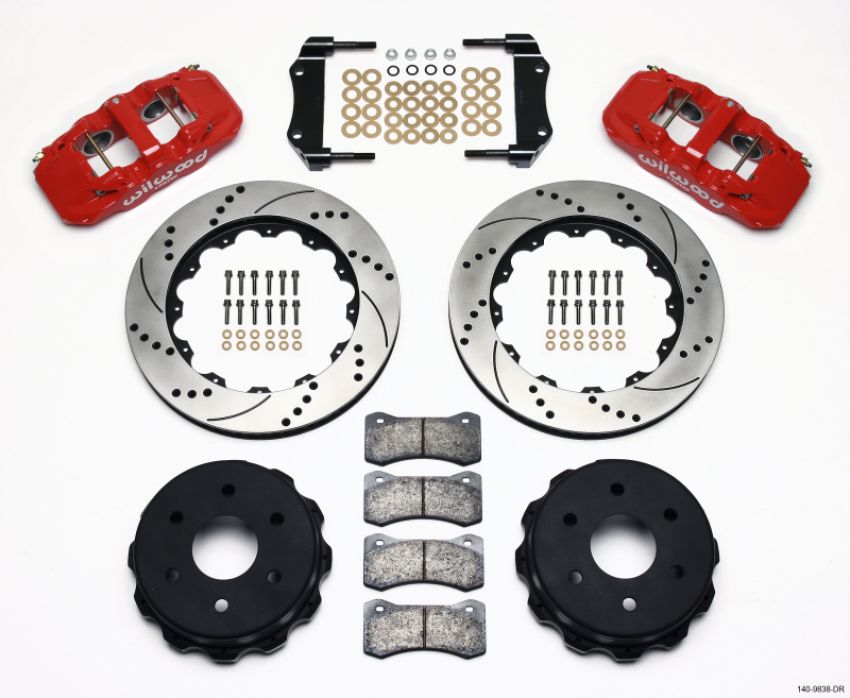 Wilwood 140-9838-DR AERO4 RearTruck Kit 14.25in Drill Red 1999-2010 GM 1500-SUV 2 Piston OE Caliper