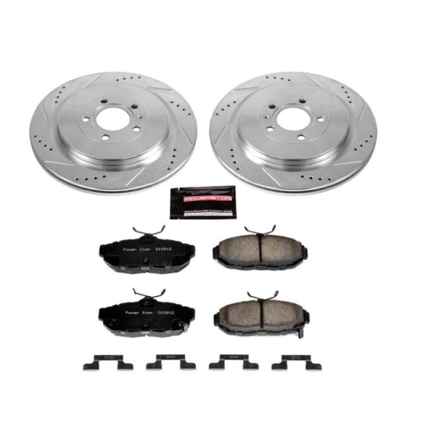 PowerStop K6402 Z23 Daily Driver Carbon-Fiber Ceramic Brake Pad and Drilled & Slotted Rotor Kit
