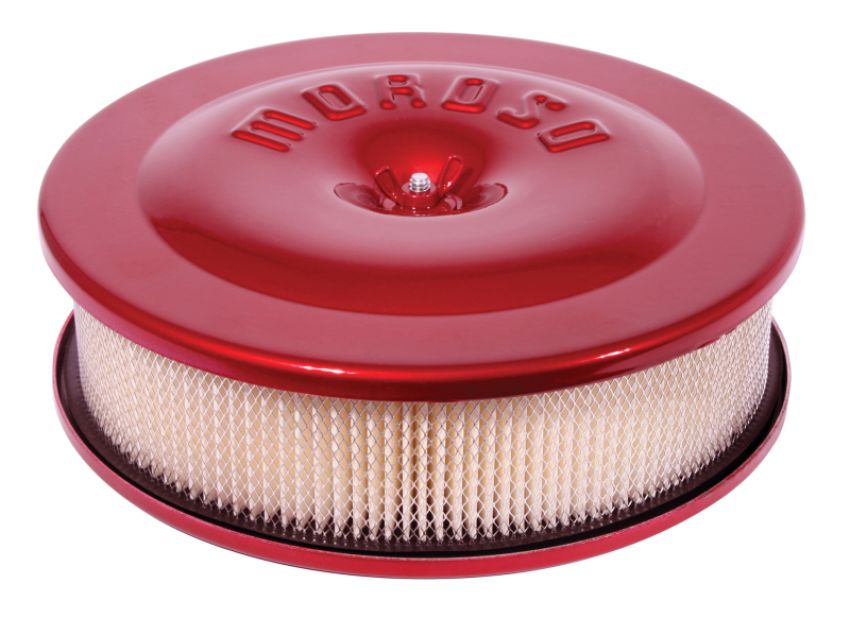 Moroso 66304 Race/Street Air Cleaner - 8-1/2in x 2-3/8in Filter - Aluminum - Red Powder Coat