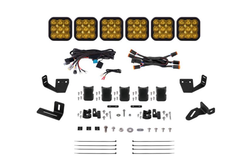 Diode Dynamics DD7823 Prinsu/Sherpa Roof Racks- SS5 6-Pod CrossLink Mounting Kit - Pro Yellow Driving