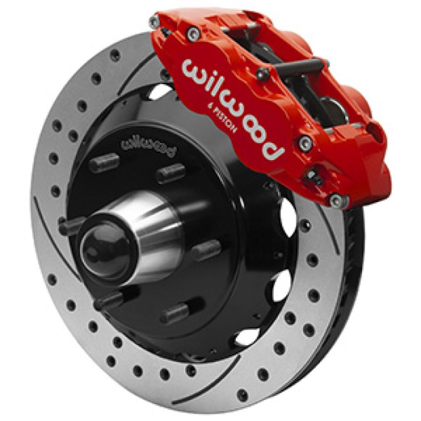 Wilwood 140-16457-DR 63-87 C10 CPP Spindle FNSL6R Front BBK 13in Drilled/Slotted 6x5.5 BC - Red