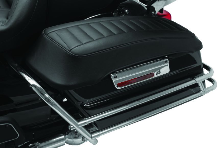 Mustang Motorcycle 77600 Mustang 80-07 Harley Early FL Touring Road King Saddlebag Lid Covers w/Blk Pearl Studs - Black