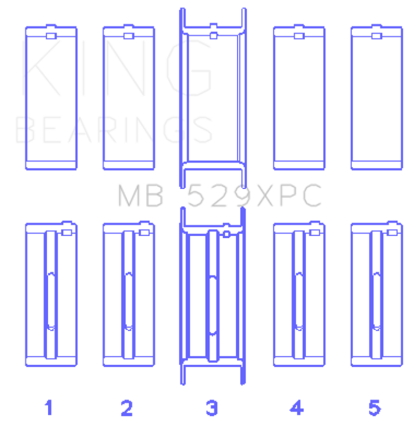 King Ford 260CI/289CI/302 5.0L Windsor Coated Crankshaft Main Bearing Set of 5 (Size .010)