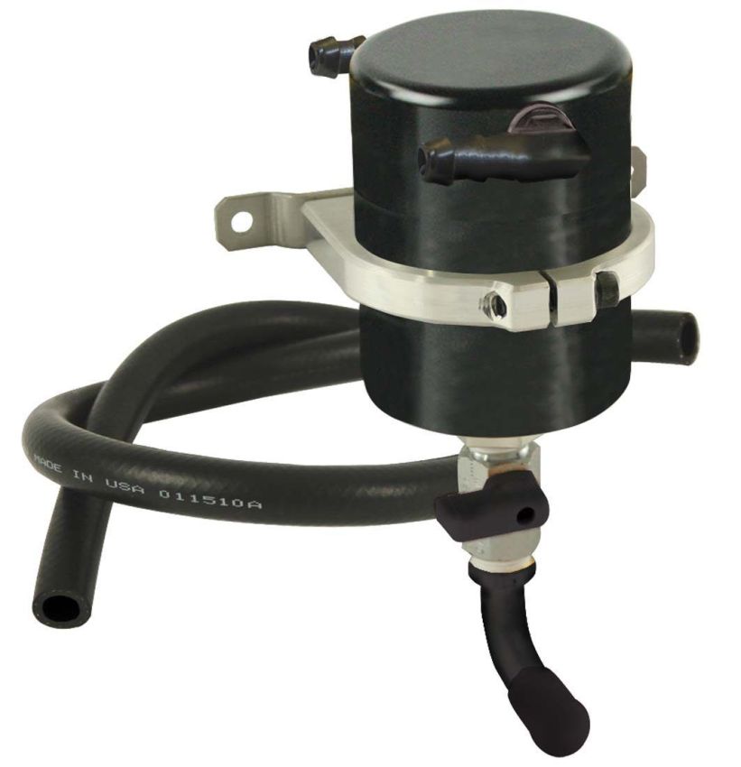 Moroso 85531 Universal Air/Oil Separator Catch Can - Large Body - Billet Aluminum - Black Anodized
