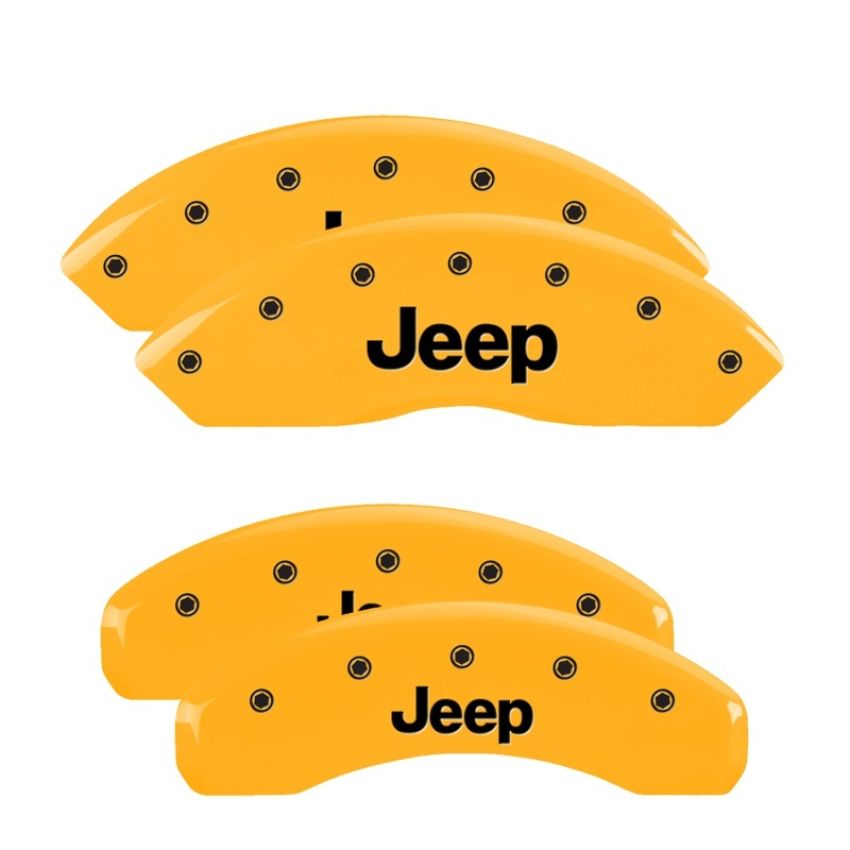 MGP 42007SJEPYL 4 Caliper Covers Engraved Front & Rear JEEP Yellow finish black ch