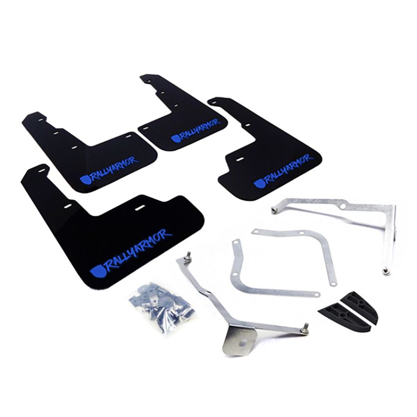 Rally Armor MF32-UR-BLK/BL-X Black Mud Flap/Altered Font Blue Logo