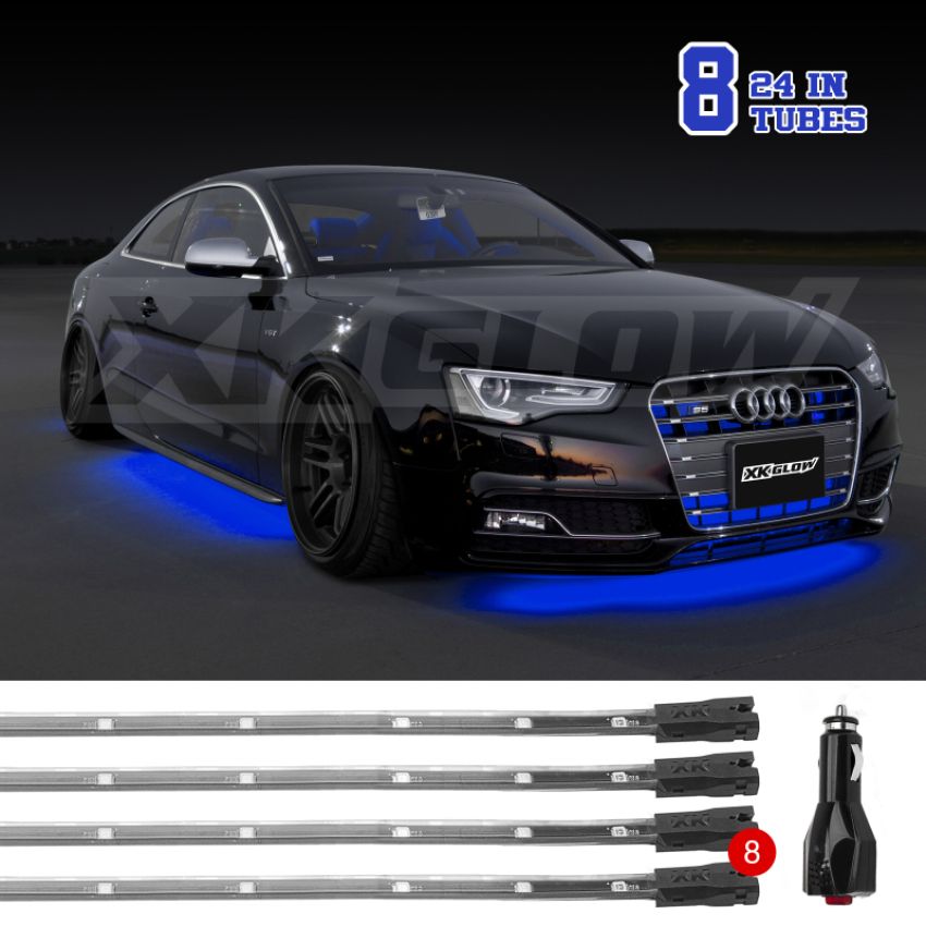 XKGLOW XK041002-B XK Glow Tube Single Color Underglow LED Accent Light Car/Truck Kit Blue - 8x24In