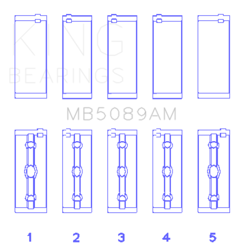King Engine Bearings MB5089AM025 King Toyota 1RZ (Size 0.25) Crankshaft Main Bearing Set