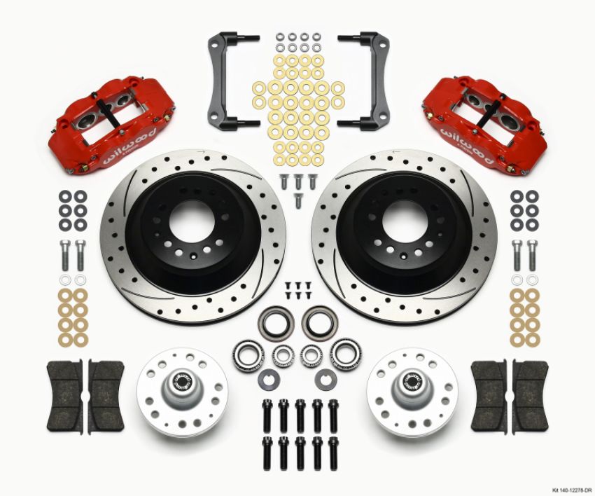 Wilwood 140-12278-DR Narrow Superlite 6R Front Hub & 1PC Rtr Kit 12.88in Dril -Red 70-78 Camaro