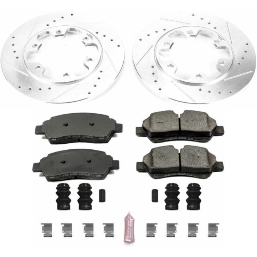 PowerStop K7149 Z23 Daily Driver Carbon-Fiber Ceramic Brake Pad and Drilled & Slotted Rotor Kit