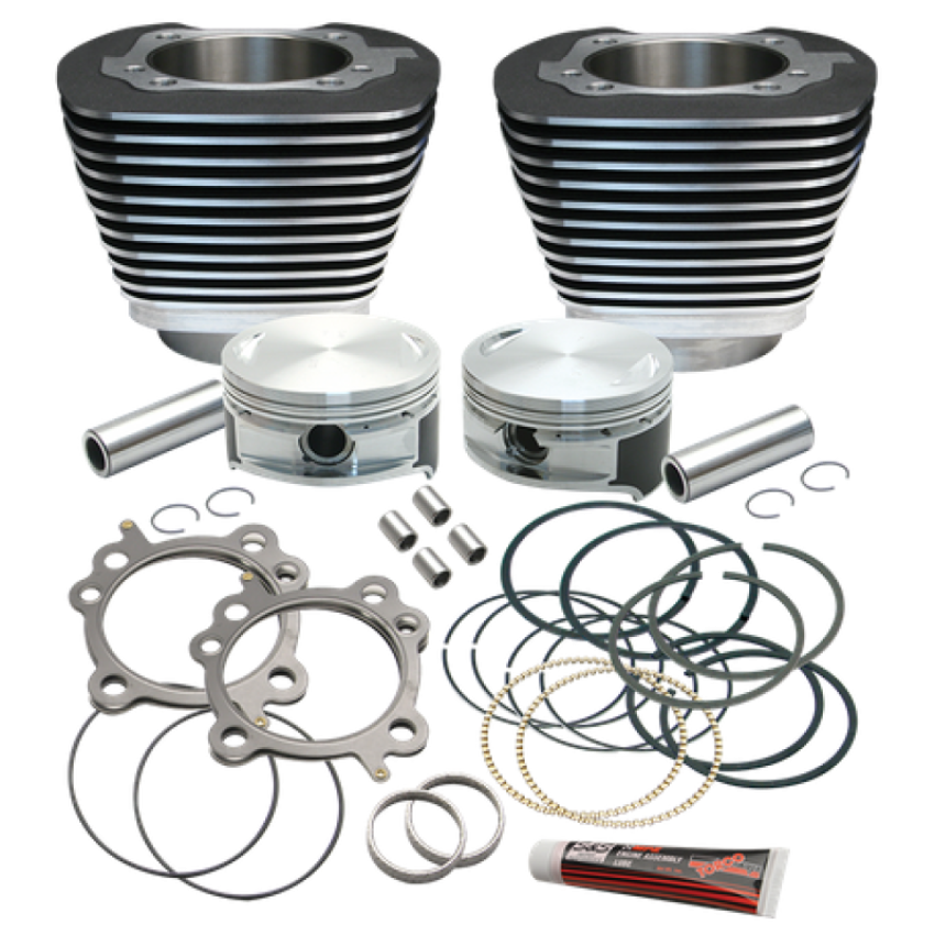 S&S Cycle 910-0203 99-16 BT Replacement 3-7/8in Bore Cylinder & Piston Kit For S&S 106in Stroker Kit - Wblack