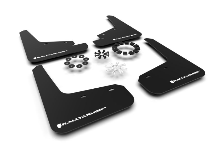 Rally Armor MF72-UR-BLK/WH Black Mud Flap/White Logo