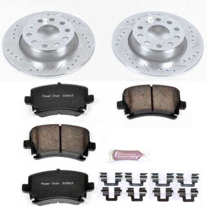 PowerStop K5666 Z23 Daily Driver Carbon-Fiber Ceramic Brake Pad and Drilled & Slotted Rotor Kit