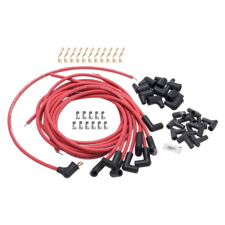 EDELBROCK EDE22711 Max Fire Plug Wire Set w/HEI 90 Degree Red