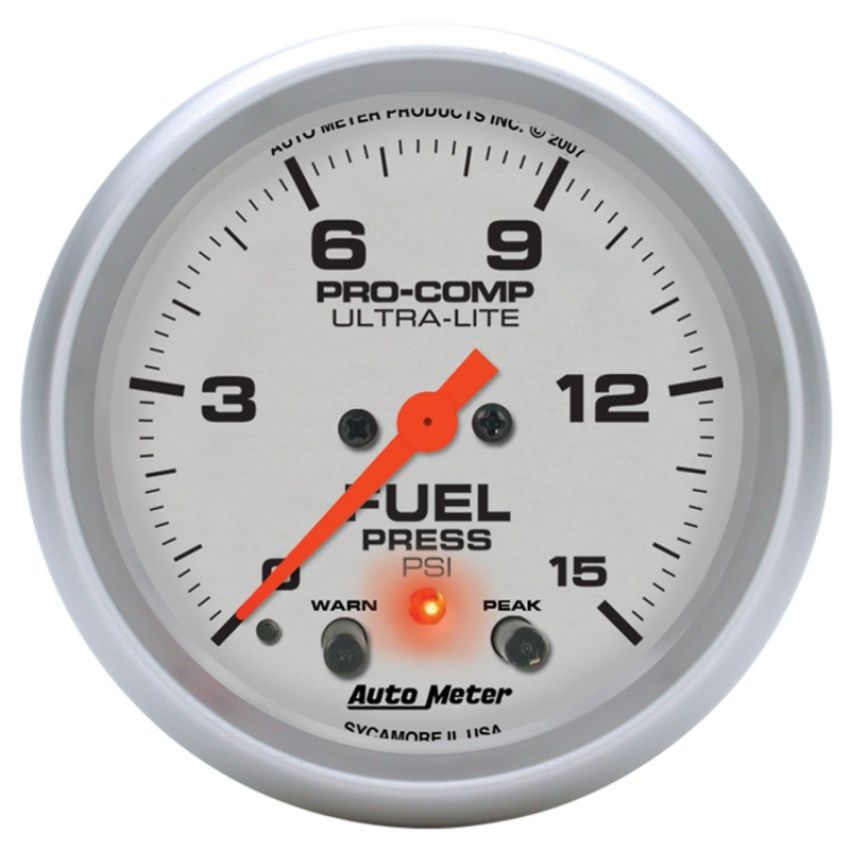 AUTOMETER ATM4470 2-5/8in U/L Fuel Press. Gauge w/Peak & Warning