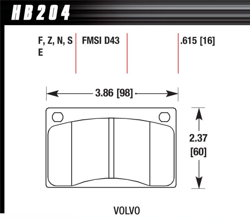 Hawk Performance HB204N.615 HP Plus Disc Brake Pad
