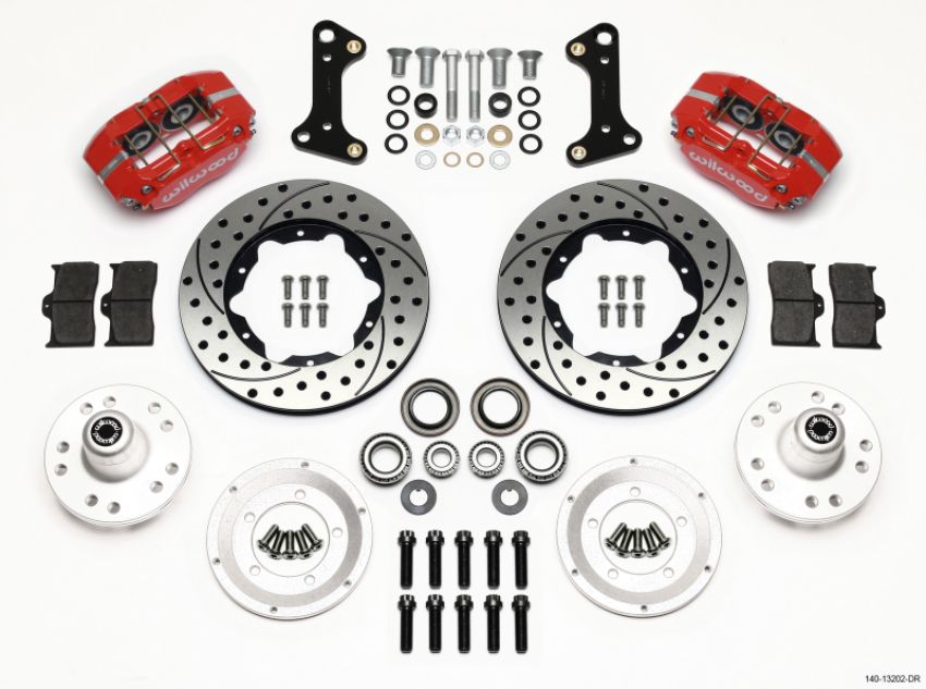 Wilwood 140-13202-DR Dynapro Dust-Boot Front Kit 11.00in Drilled Red 67-69 Camaro 64-72 Nova Chevelle