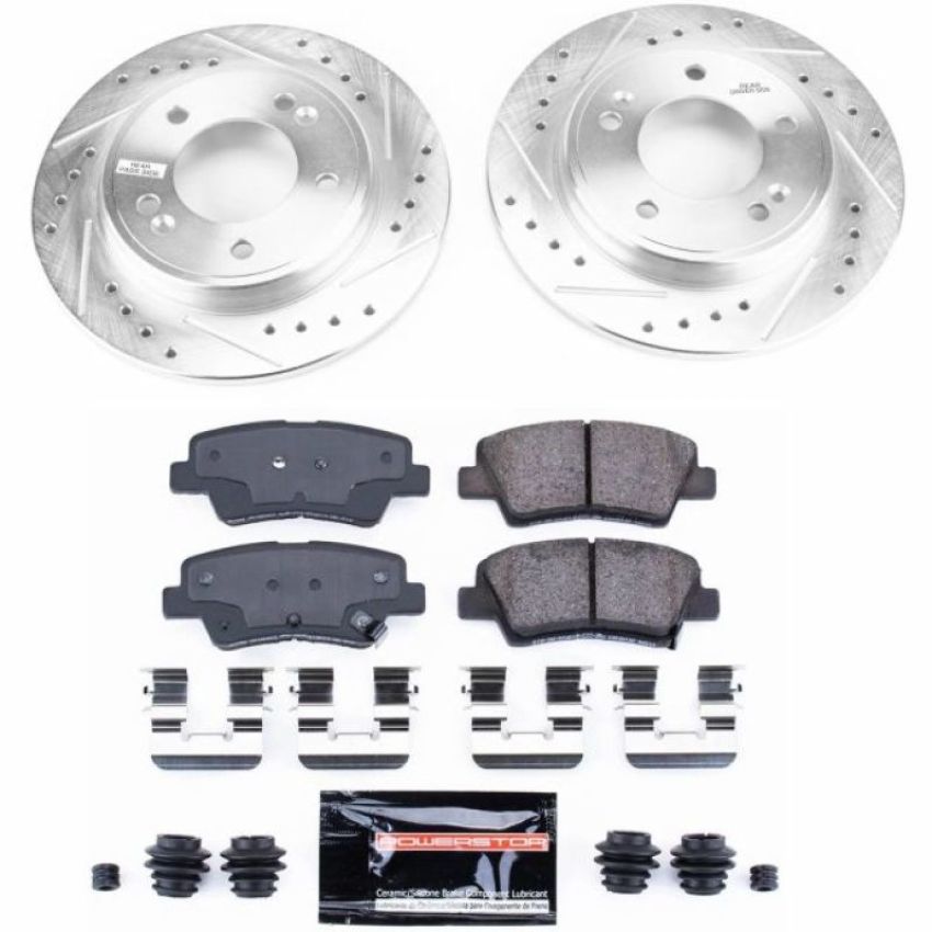 PowerStop K8331 Z23 Daily Driver Carbon-Fiber Ceramic Brake Pad and Drilled & Slotted Rotor Kit