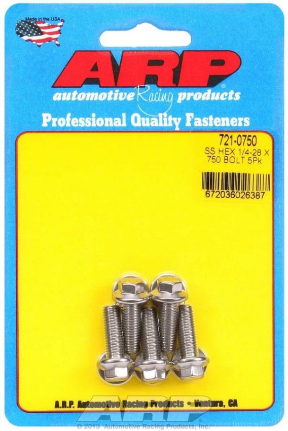ARP ARP721-0750 Bolt Kit - SS 6pt 5pk 1/4-28 x .750