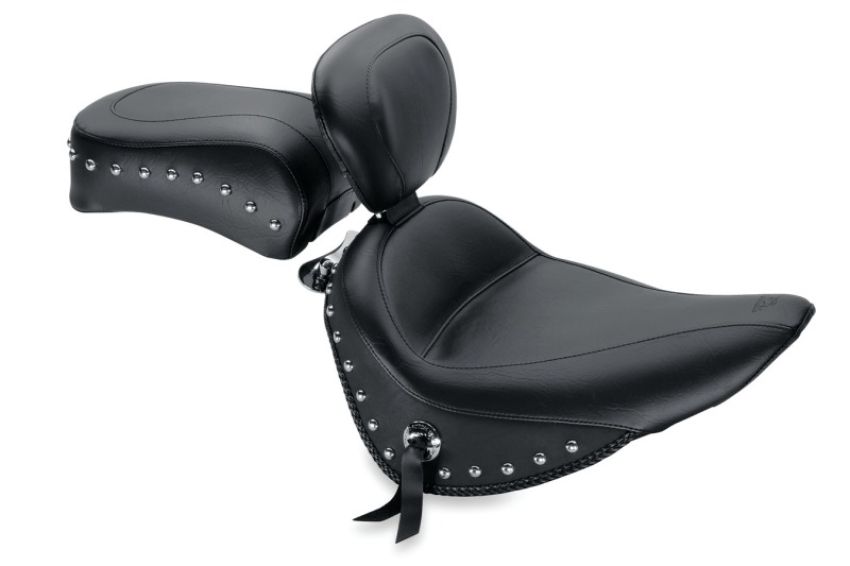Mustang Motorcycle 79711 Mustang 00-15 Harley Softail Std Rear Tire Std Touring, Wide Touring Recessed Passenger Seat - Black