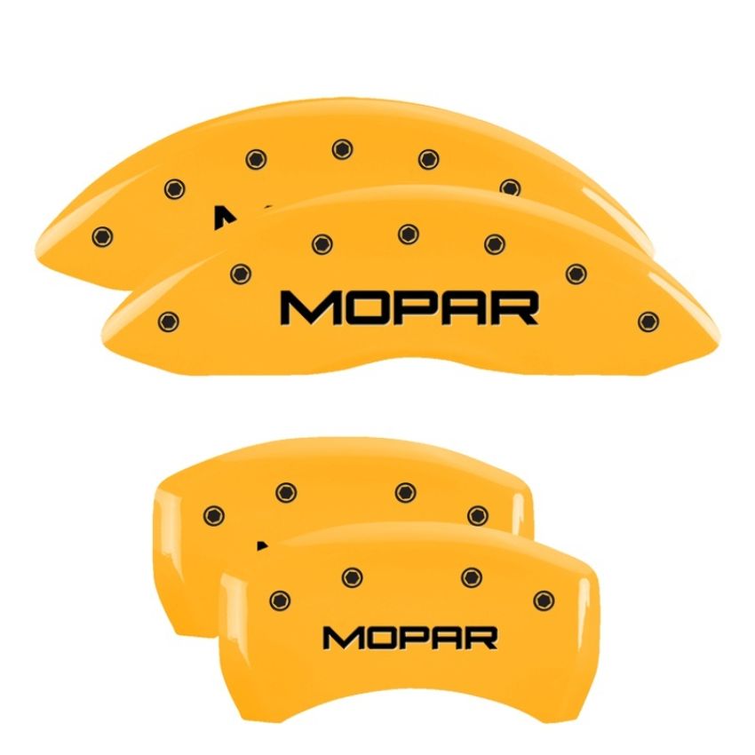 MGP 4 Caliper Covers Engraved Front & Rear Mopar Yellow Finish Black Char 2017 Chrysler Pacifica