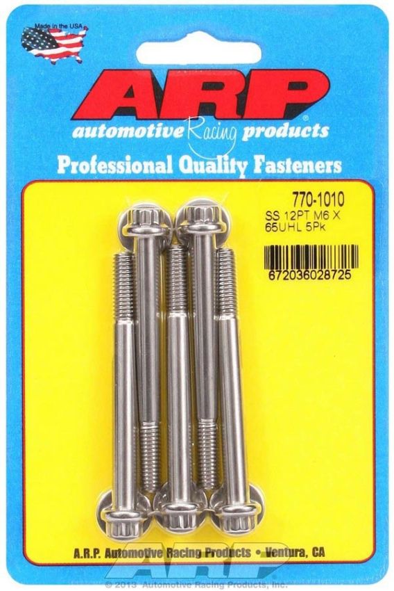 ARP ARP770-1010 S/S Bolt Kit - 12pt. (5) 6mm x 1.00 x 65