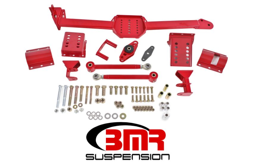 BMR Suspension WL005R BMR 05-14 S197 Mustang Body Mount Watts Link Rod End/Poly w/ Adj. Axle Clamps - Red