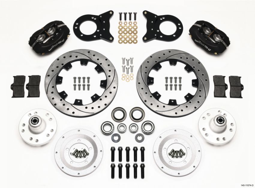 Wilwood 140-11074-D Forged Dynalite Front Kit 12.19in Drilled 1970-1973 Mustang Disc & Drum Spindle