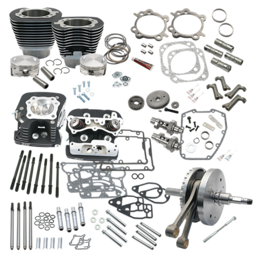S&S Cycle 900-0569 2007 BT w/ Balancer 124in Hot Set Up Kit - Wrinkle Black