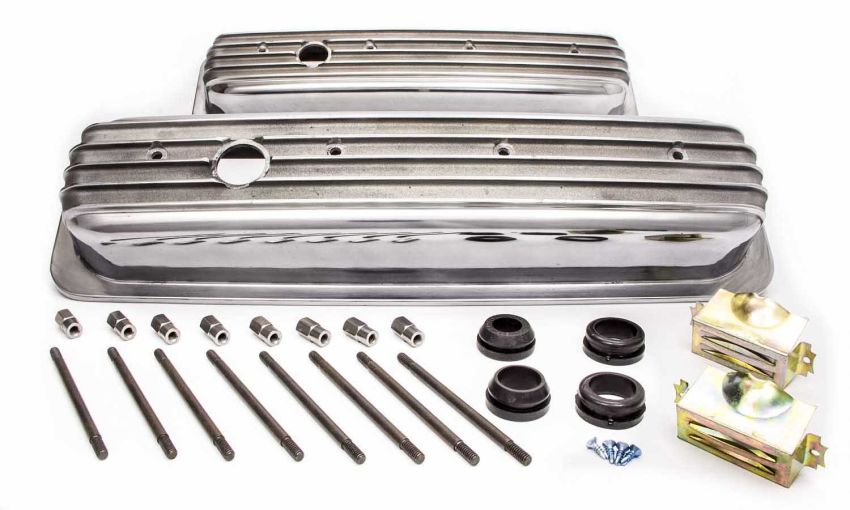 RACING POWER CO-PACKAGED RPCR6196 SBC Alum Finned Short Center Bolt V/C Polished