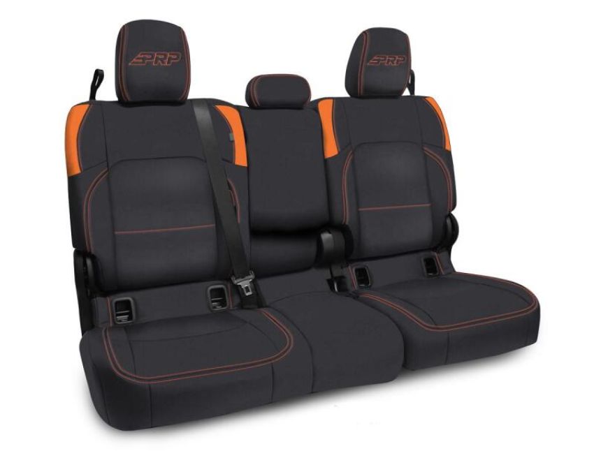 PRP Seats B056-07 PRP Jeep Wrangler JT Rear Bench Covers - with Armrest - Black/Orange